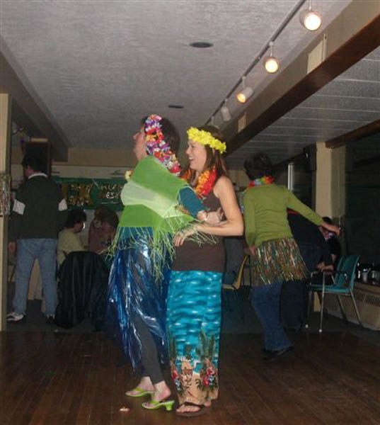 Barb & Kristin fight for the hula dance win